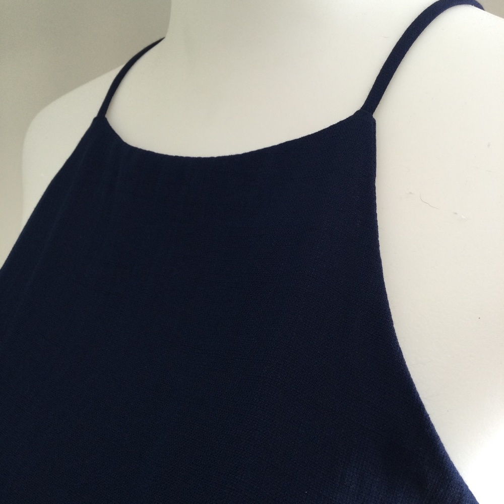 Aqua Pleated Halter Top Navy - Picture 3 of 6